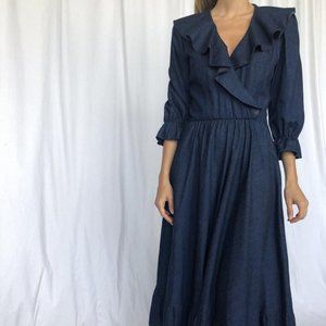 Denim Barbara Barbara Ruffle 70s dress